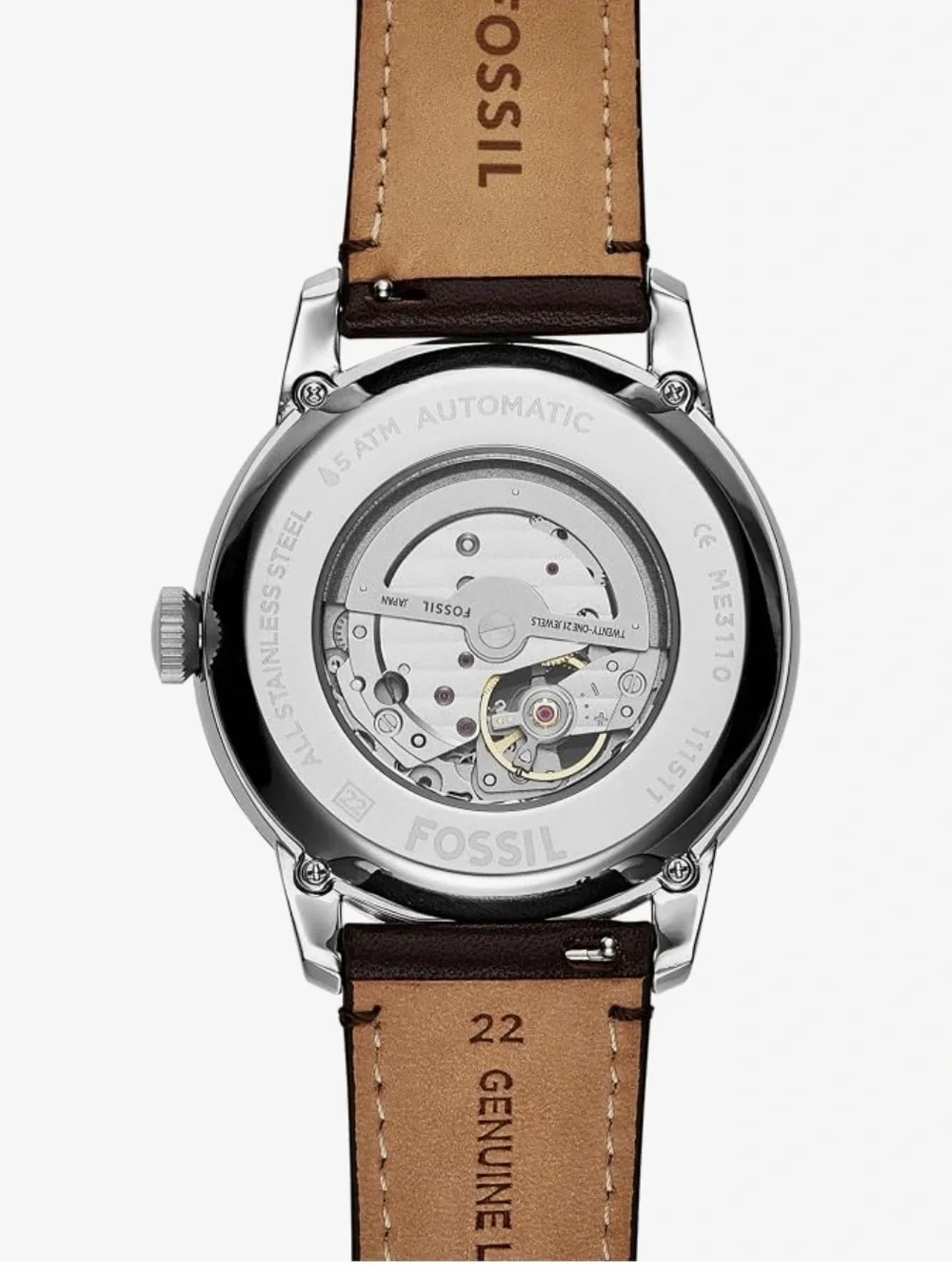 Fossil Men's Blue Dial Brown Leather Automatic Watch